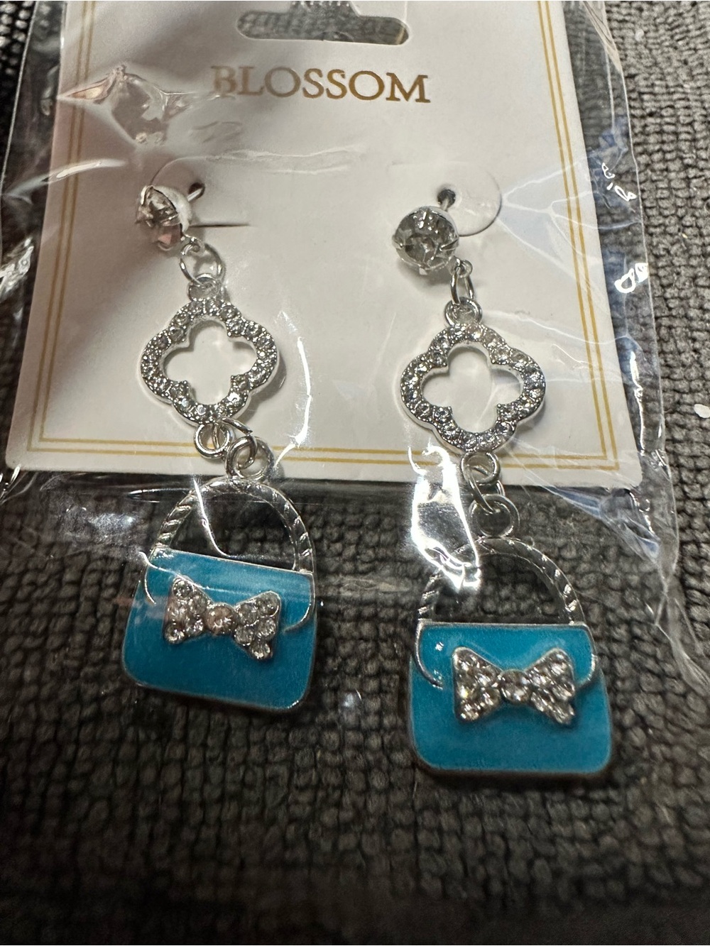 Blossom Turquoise Bow Handbag Dangle Earrings